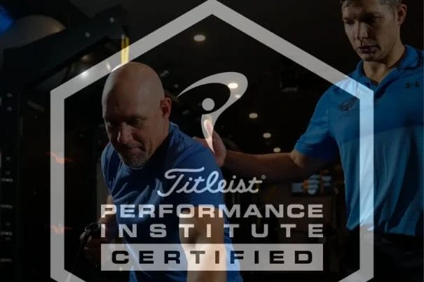 Man on a golf movement training